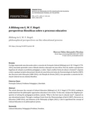 A Bildung em G. W. F. Hegelby perspectivas filosóficas sobre o processo educativo by Marcos Fábio Alexandre Nicolau -